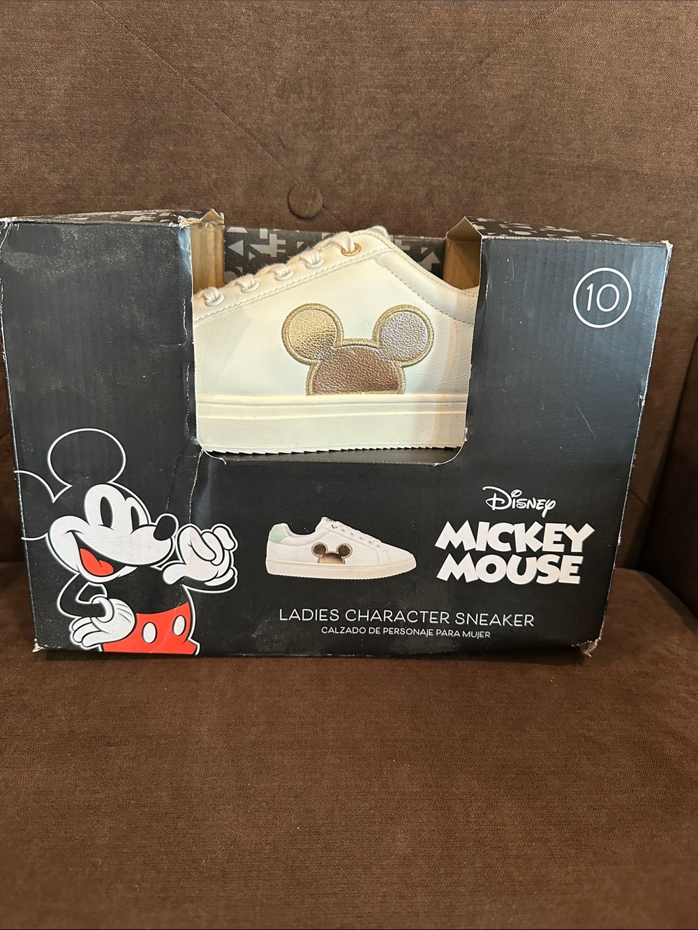 Disney Mickey Mouse ladies White and Gold Character Sneakers